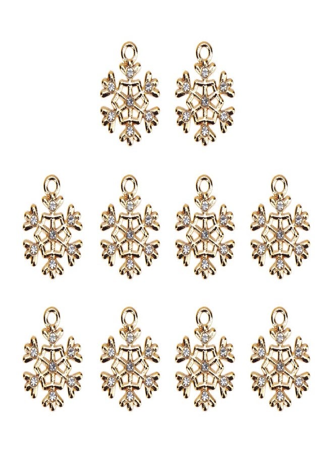 أموسفون ١٠ قطع من تعليقات ندفات الثلج المرصعة بأحجار الراين لصنع القلائد والأساور والمجوهرات بنفسك. - Image 1